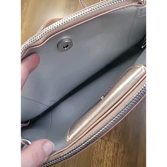 Nine West Levona Pink-Gold Crossbody Shoulder Bag Double-Zip GUC - Picture 10 of 12